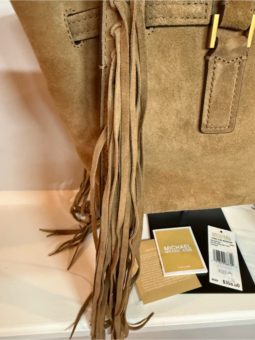 Hamilton Moderne Small Fringed Suede Satchel - Picture 13 of 14